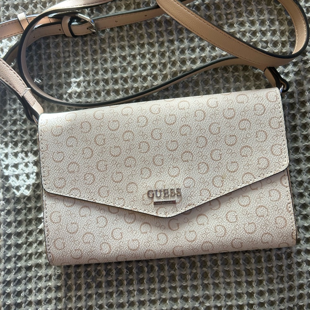 GUESS Beige Patterned Crossbody Bag